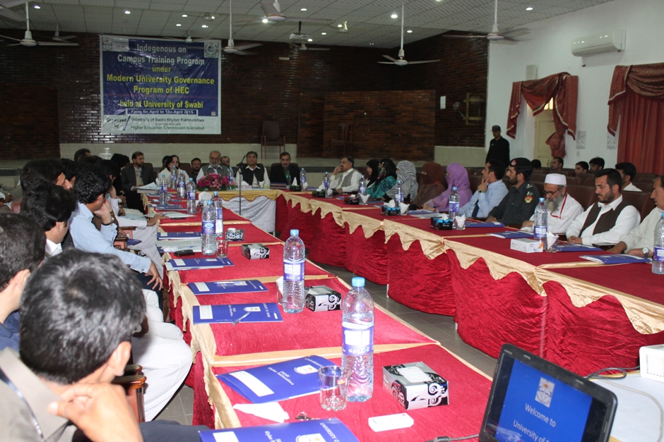 Opening Ceremony of five-day Indigenous on Campus Training Workshop under Modern University Governance Program of HEC Held at University of Swabi
